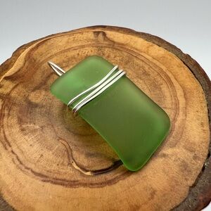 Handmade Green Rectangle Glass Pendant